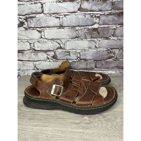 Born Brown Leather Fisherman Comfort Strap Casual Sandals Men’s Sz 46EU/12M US - Picture 2 of 16